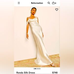 NEW NWT Reformation Ronda silk dress ivory